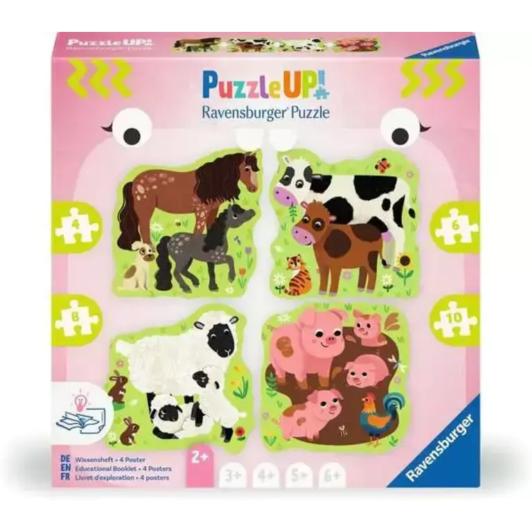 Ravensburger Puzzle Up! - Animaux de la ferme - 4, 6, 8 et 10 pièces