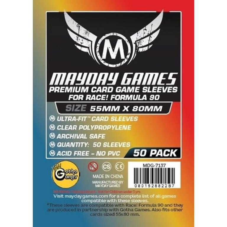 Mayday (Mayday) Premium Sleeves for Race! Formula 90 - 50 Unités - 55mm x 80mm