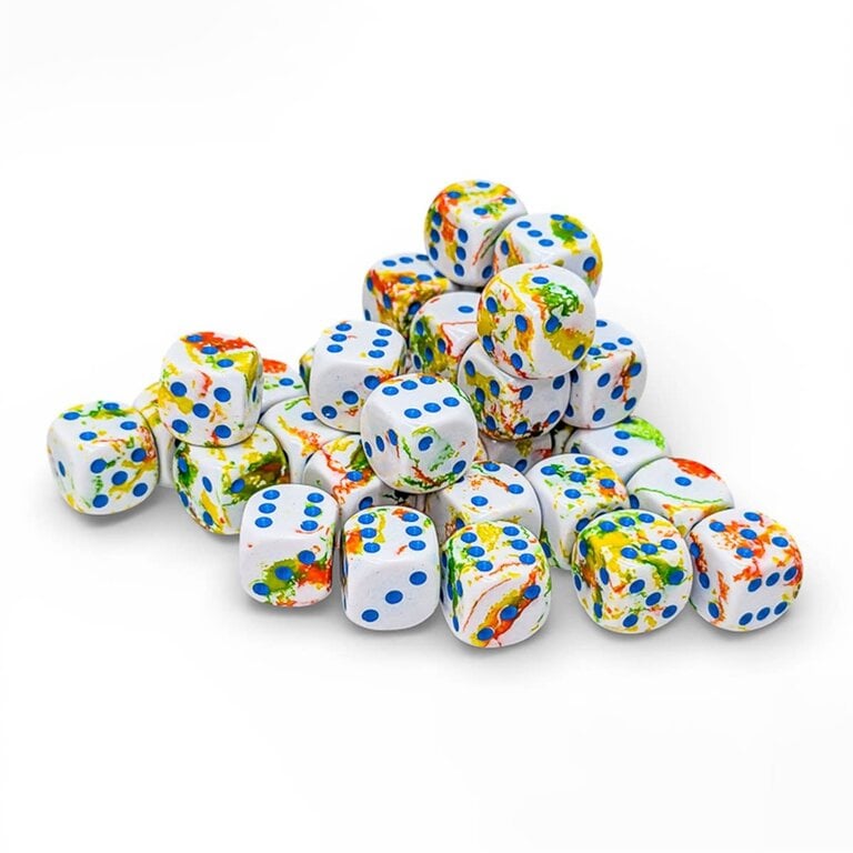 Chessex 36 dés 6 12mm Brush - Breezy avec points bleus