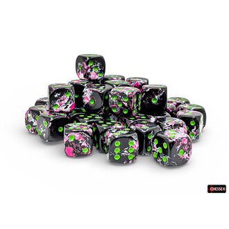 Chessex 36 dés 6 12mm Brush - Paintball avec points verts
