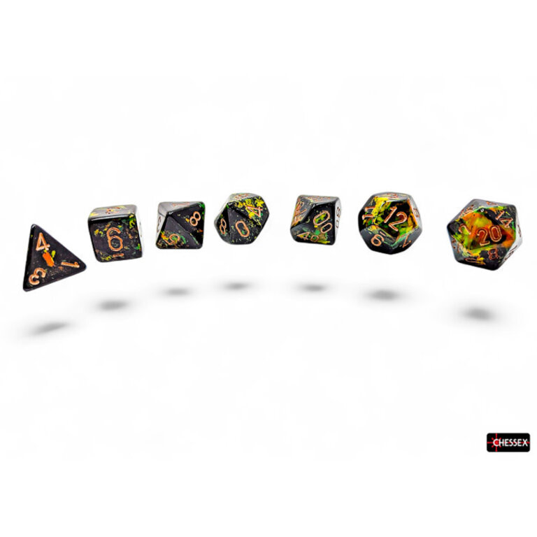 Chessex 7 dés polyédriques Brush - Deep Forest avec chiffres or