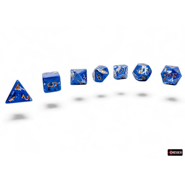 Chessex 7 dés polyédriques Brush - Wavebreak avec chiffres or