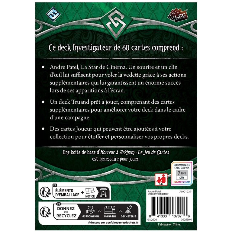 Horreur à Arkham JCE - Andre Patel - Paquet investigateur (French)