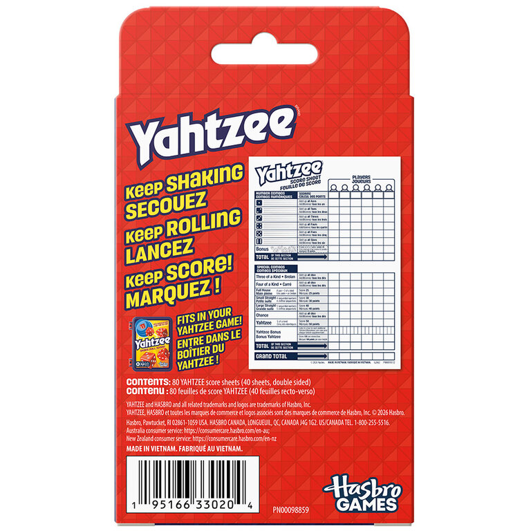 Yahtzee - Feuilles de score (Multilingue)