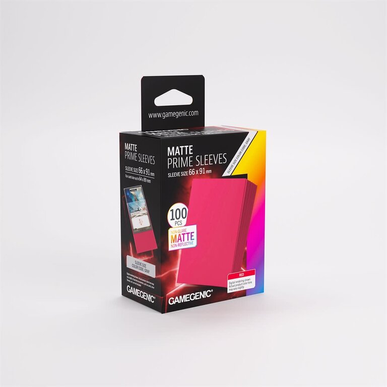 Gamegenic (Gamegenic) Matte Prime Sleeves - Red - 100 Unités - 66mm x 91mm