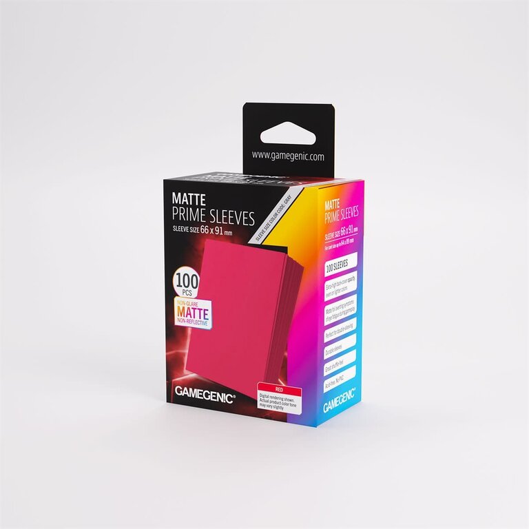 Gamegenic (Gamegenic) Matte Prime Sleeves - Red - 100 Unités - 66mm x 91mm