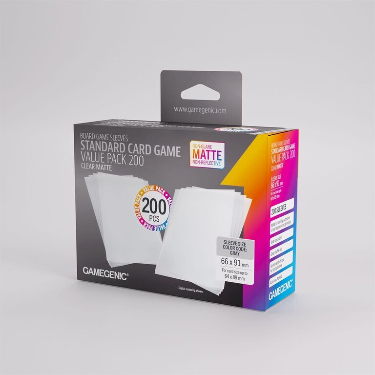 Gamegenic (Gamegenic) Matte Value Pack Standard Sleeves - 200 Unités - 66mm x 91mm