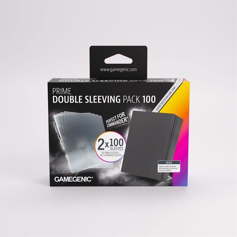 Gamegenic (Gamegenic) Prime Value Double Sleeving Pack Standard : Clear/Black - 2x100 Unités - 66mm x 91mm