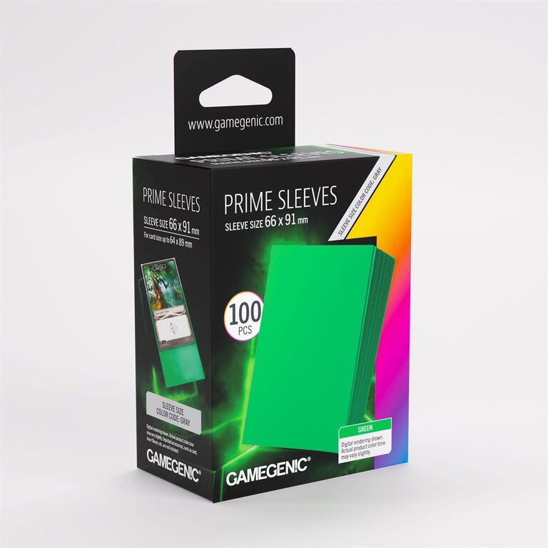 Gamegenic (Gamegenic) Prime Sleeves - Green - 100 Unités - 66mm x 91mm