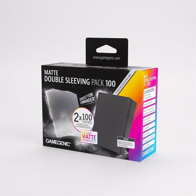 Gamegenic (Gamegenic) Matte Value Double Sleeving Pack Standard - Clear/Black - 2x100 Unités - 66mm x 91mm