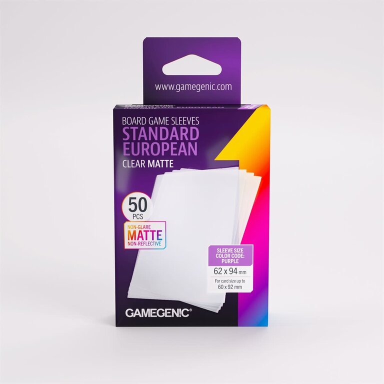 Gamegenic (Gamegenic) Matte Standard European-Sized Sleeves - 50 Unités - 62mm x 94mm