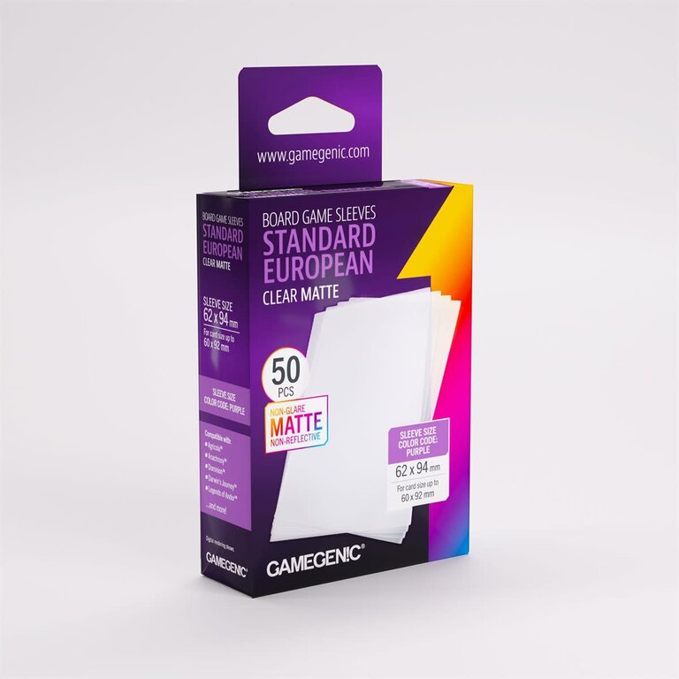 Gamegenic (Gamegenic) Matte Standard European-Sized Sleeves - 50 Unités - 62mm x 94mm