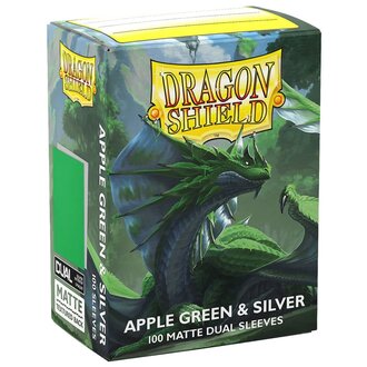 Dragon Shield (Dragon Shield) Matte Dual Sleeves - Apple Green/Silver - 100 Unités - 63mm x 88mm
