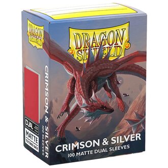 Dragon Shield (Dragon Shield) Matte Dual Sleeves - Crimson/Silver - 100 Unités - 63mm x 88mm