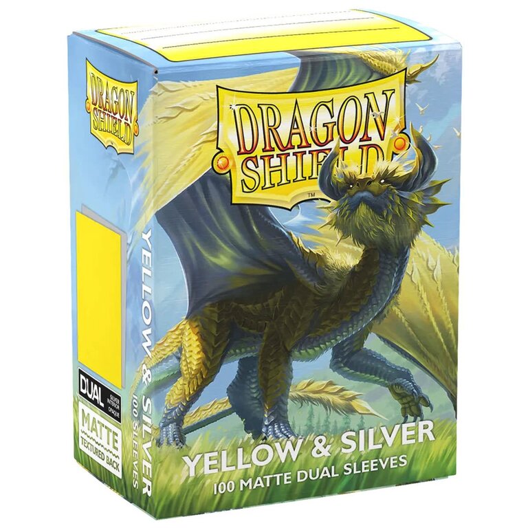 (Dragon Shield) Matte Dual Sleeves - Yellow/Silver - 100 Unités - 63mm x 88mm