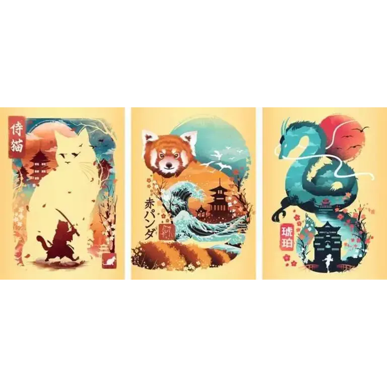 Ravensburger Cat Warrior, Red Panda & Dragon - 3x100 pièces