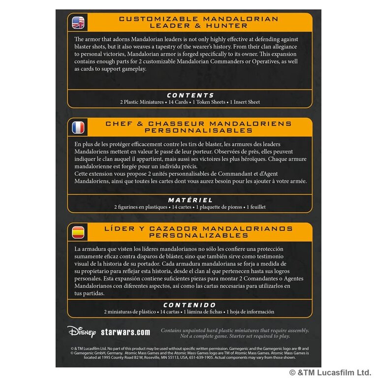 Atomic Mass Star Wars Legion - Mandalorian Leader and Hunter (Multilingue)