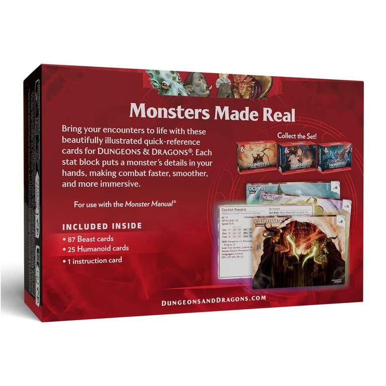 Dungeons & Dragons D&D - Reference Cards - Monsters - Animals and NPC's (Anglais)