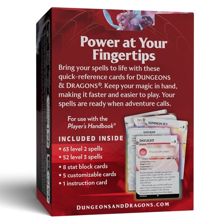 Dungeons & Dragons D&D - Reference Cards - Spells - Levels 2-3 (Anglais)