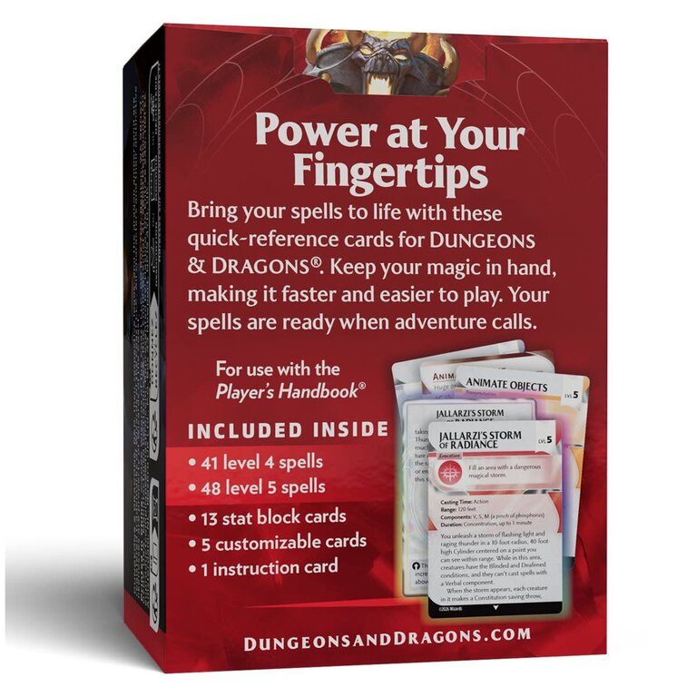 Dungeons & Dragons D&D - Reference Cards - Spells - Levels 4-5 (Anglais)