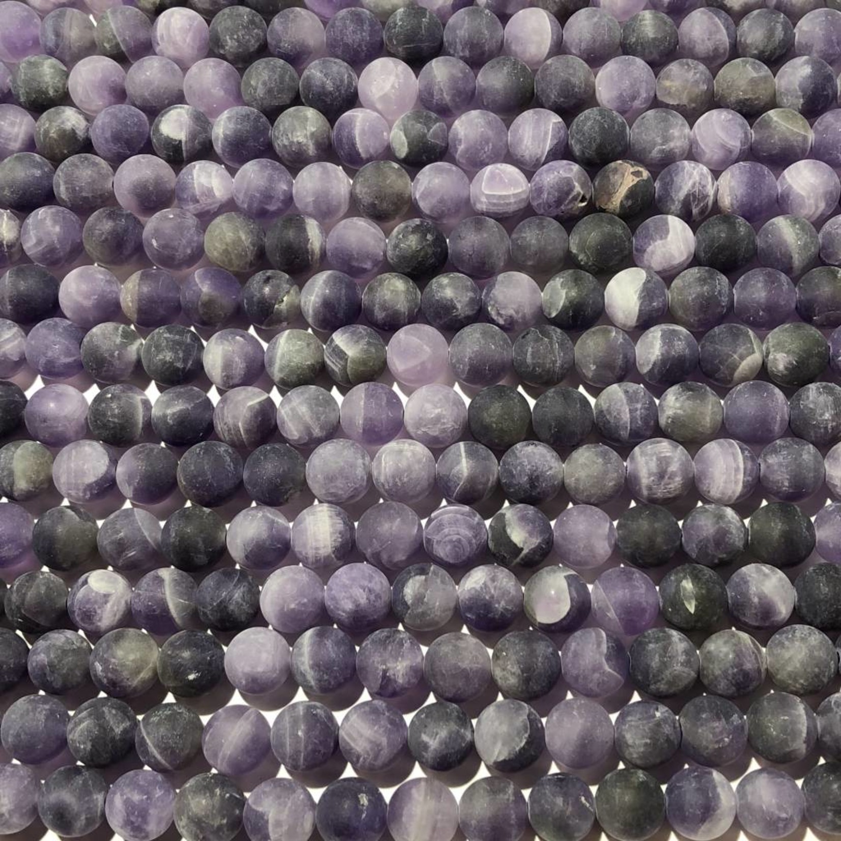 Natural Chevron Amethyst Frosted 8mm Round