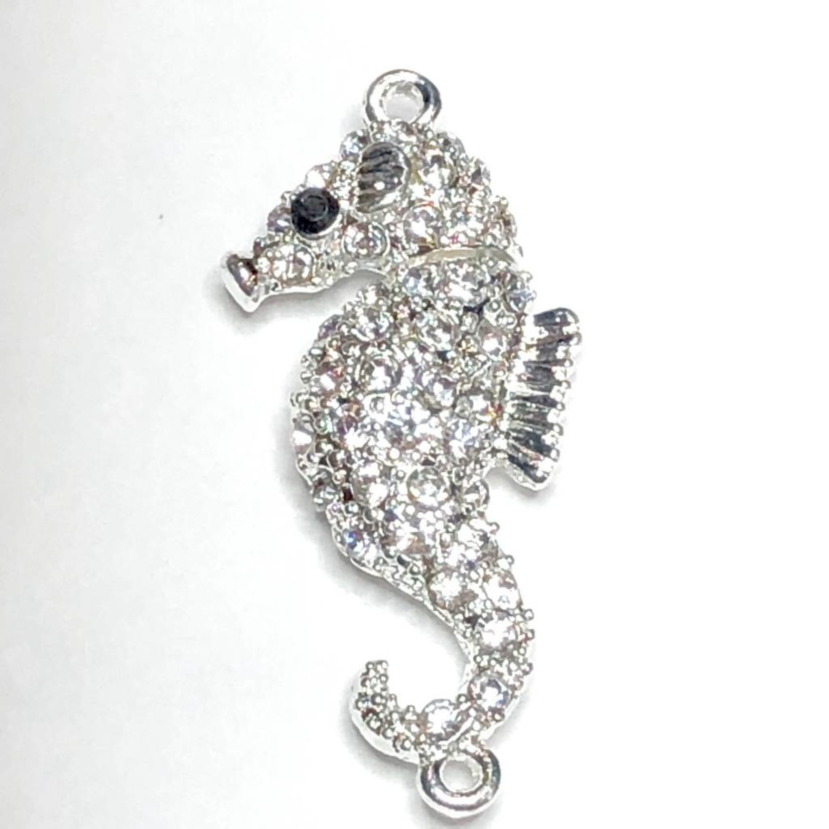 Silver Plated Rhinestone Sea Horse Magnetic Clasp