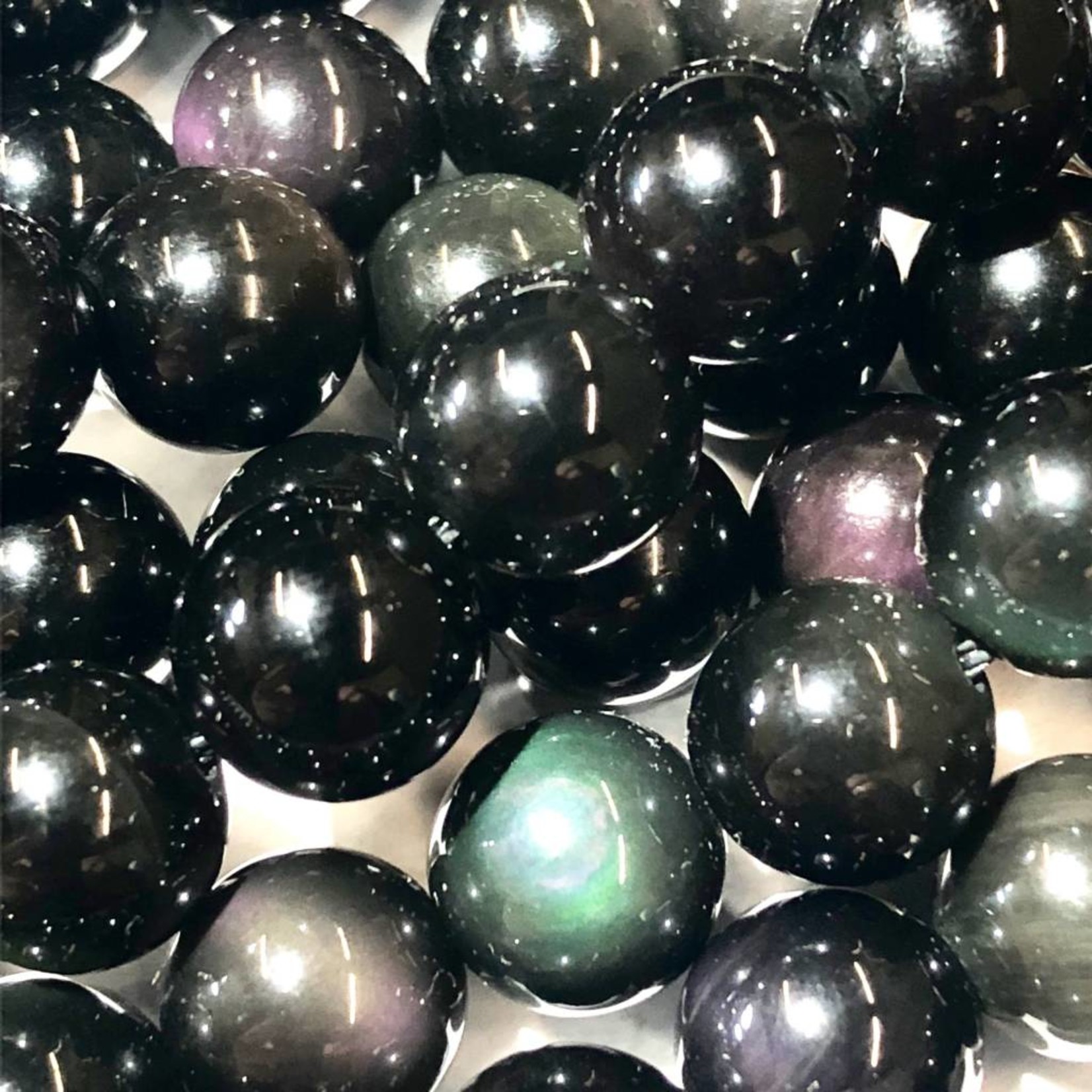 Natural Obsidian (Rainbow) Sheen 10mm Round