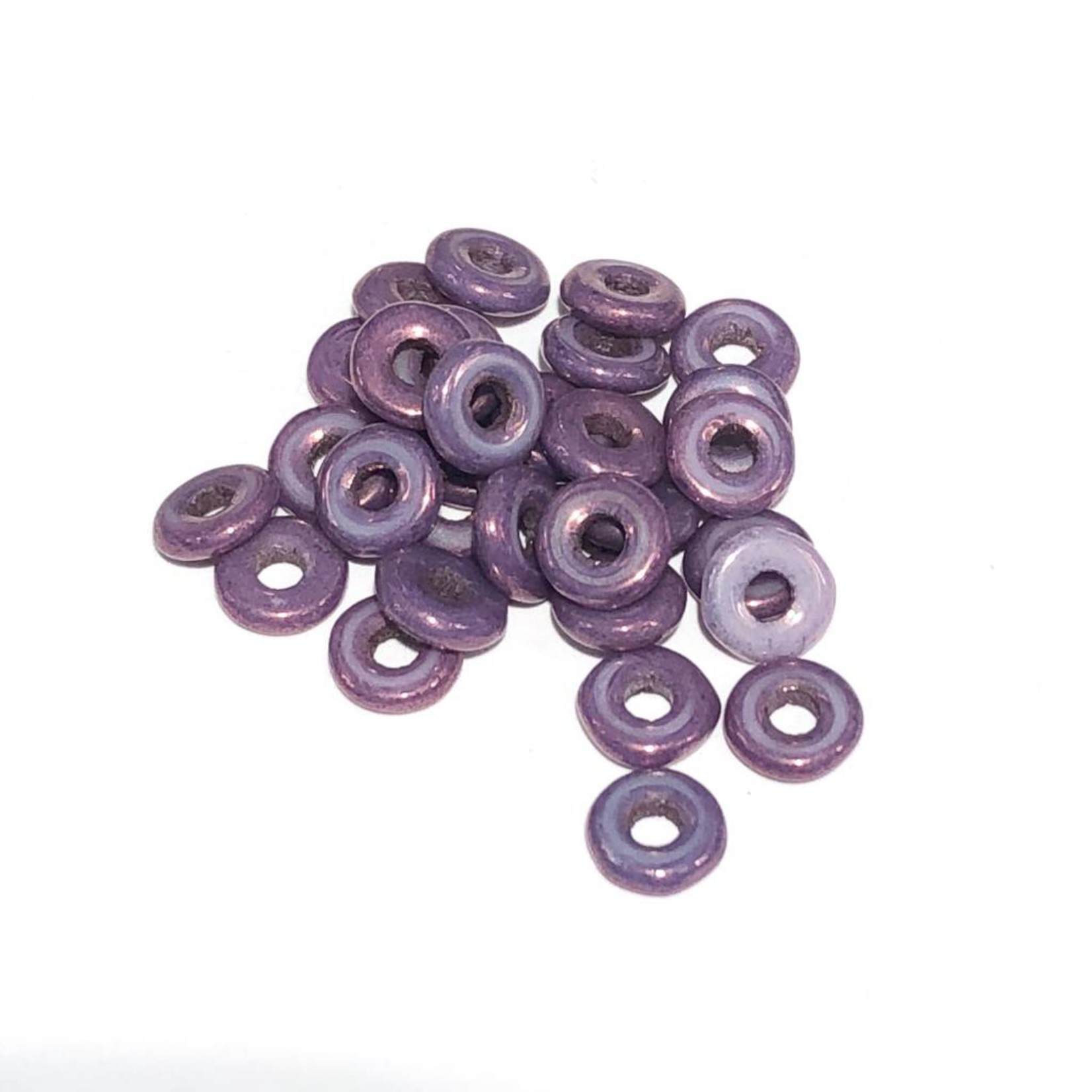 Czech O Beads Chalk White Lilac Vega Luster 5g