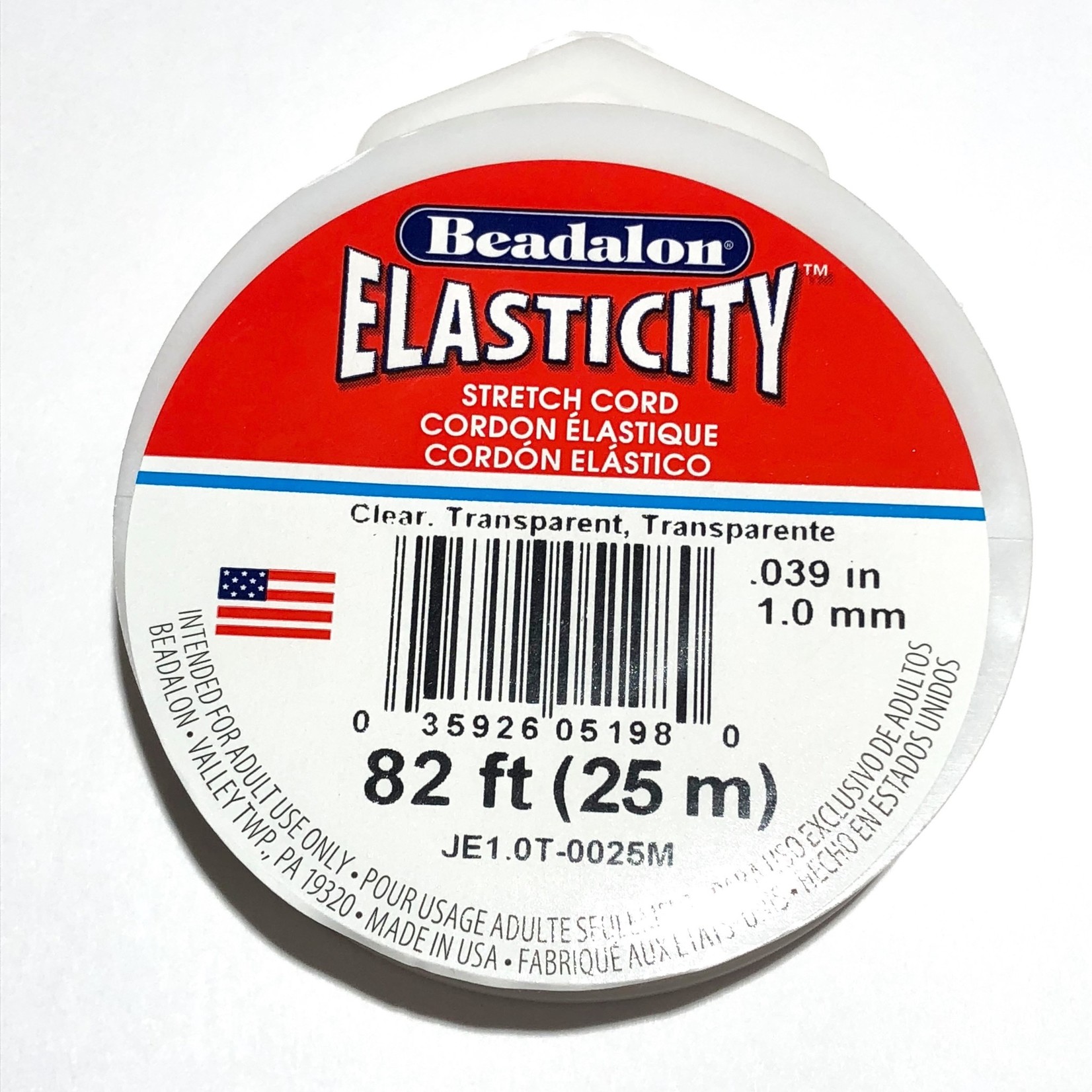 Beadalon ELASTICITY Stretch Cord 1mm Clear 25m