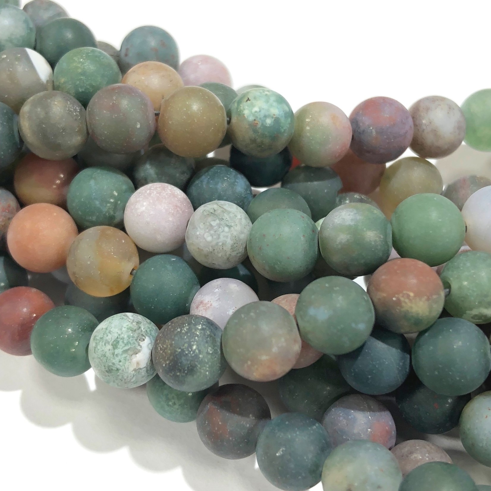 Natural Indian Agate Frosted 6mm Round