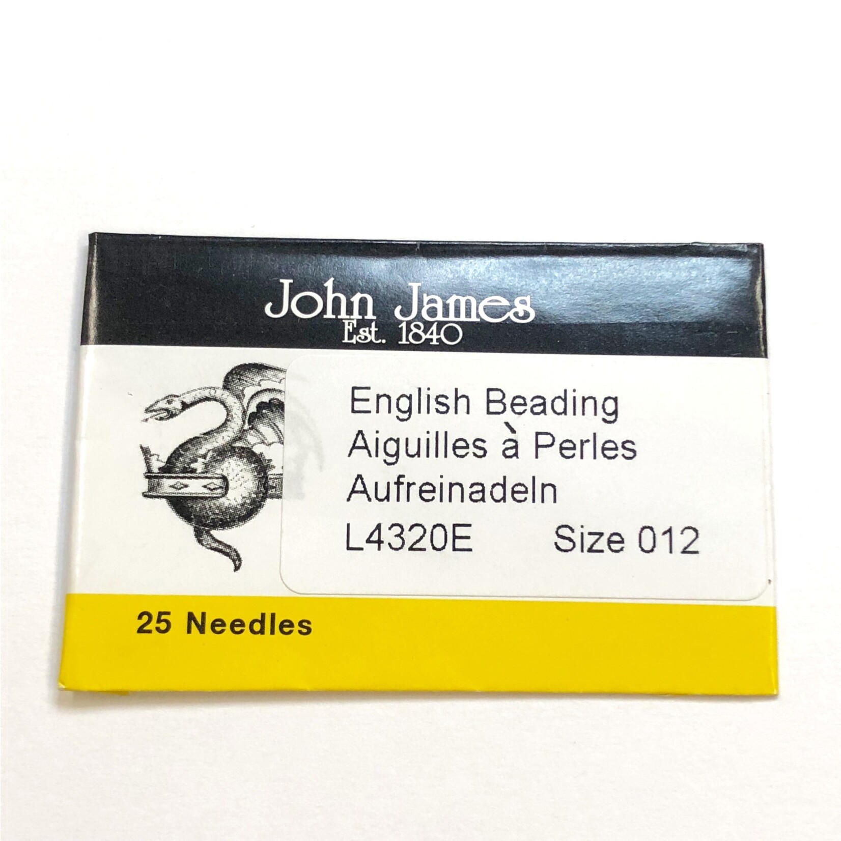 John James NEEDLES English Beading #12 25/Pkg