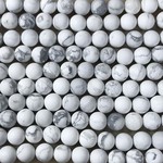 Howlite White Natural Frosted 8mm Round