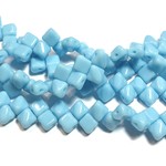 2-Hole SILKY Bead Blue Turquoise 40pcs 5mm