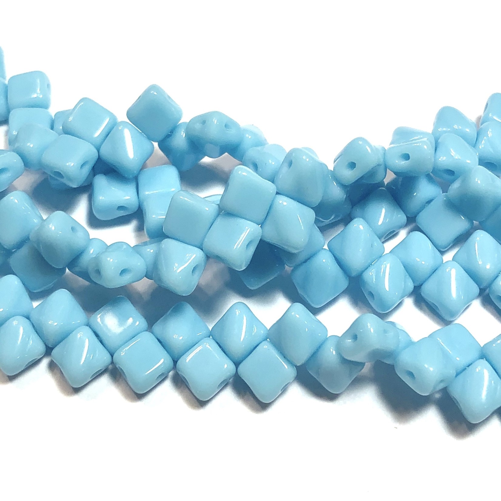 2-Hole SILKY Bead Blue Turquoise 40pcs 5mm