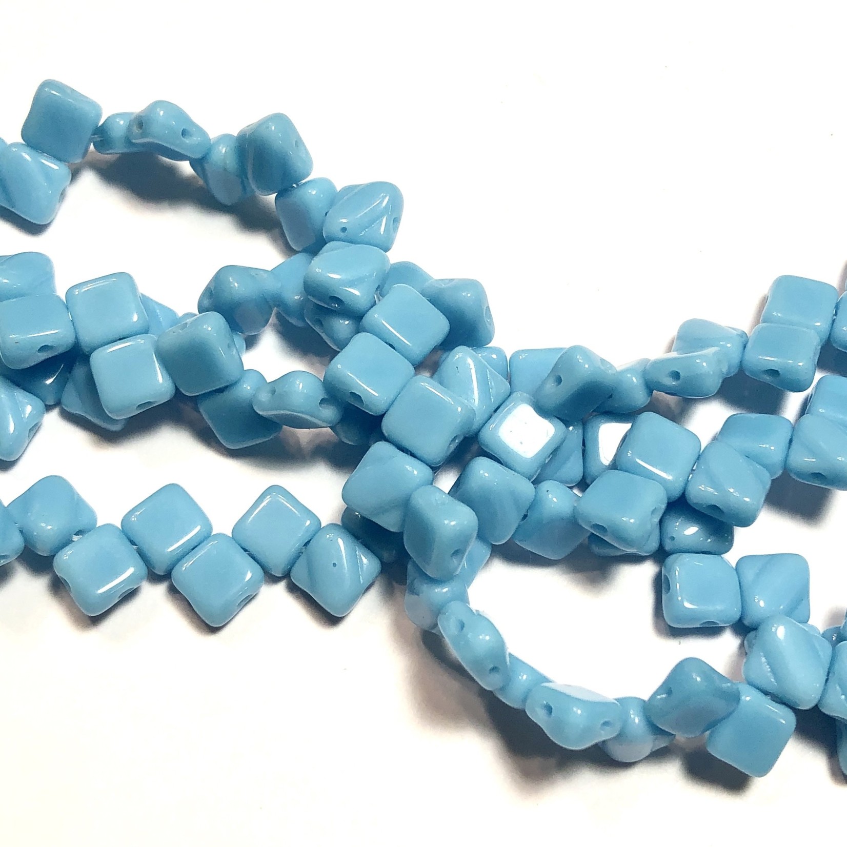 2-Hole SILKY Bead Blue Turquoise 40pcs 6.5mm