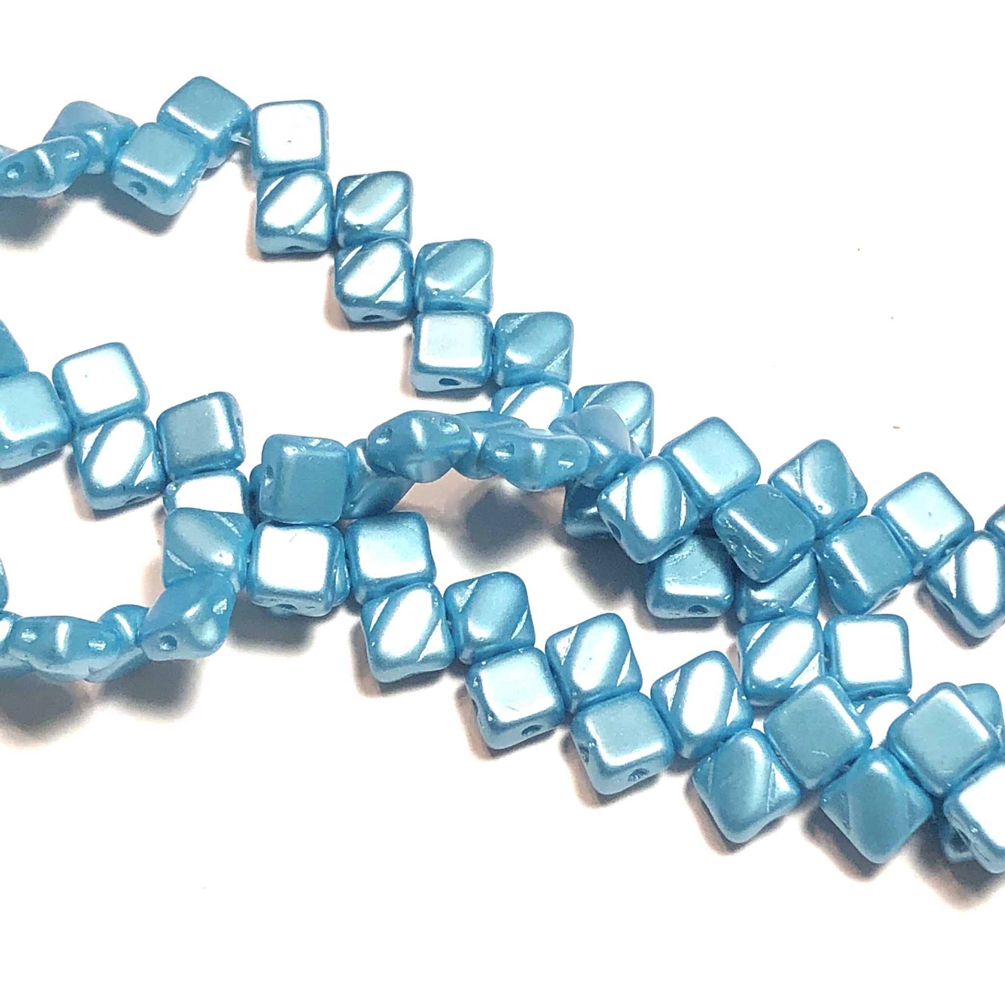 2Hole SILKY Bead Pastel Aqua 40pcs 6.5mm Atlantic Bead Company