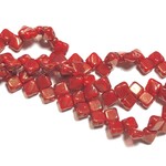 2-Hole SILKY Bead 2-Tone Red Lumi 40pcs 6.5mm