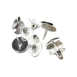 Silver Plated Tray Bezel Studs 10mm 6pr