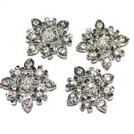 RHINESTONE Flower Links Crystal/Silver 4pcs