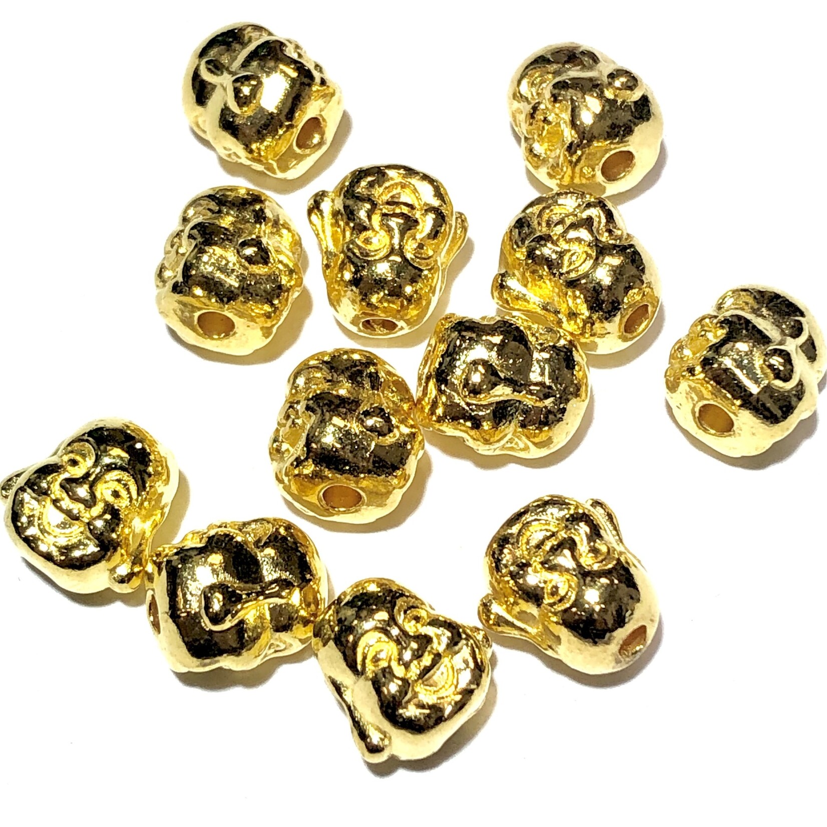 Tibetan Gold Alloy 10mm Buddha Head Bead 16pcs