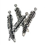 Tibetan Silver Alloy 52.5mm Feather Pendant 6pcs