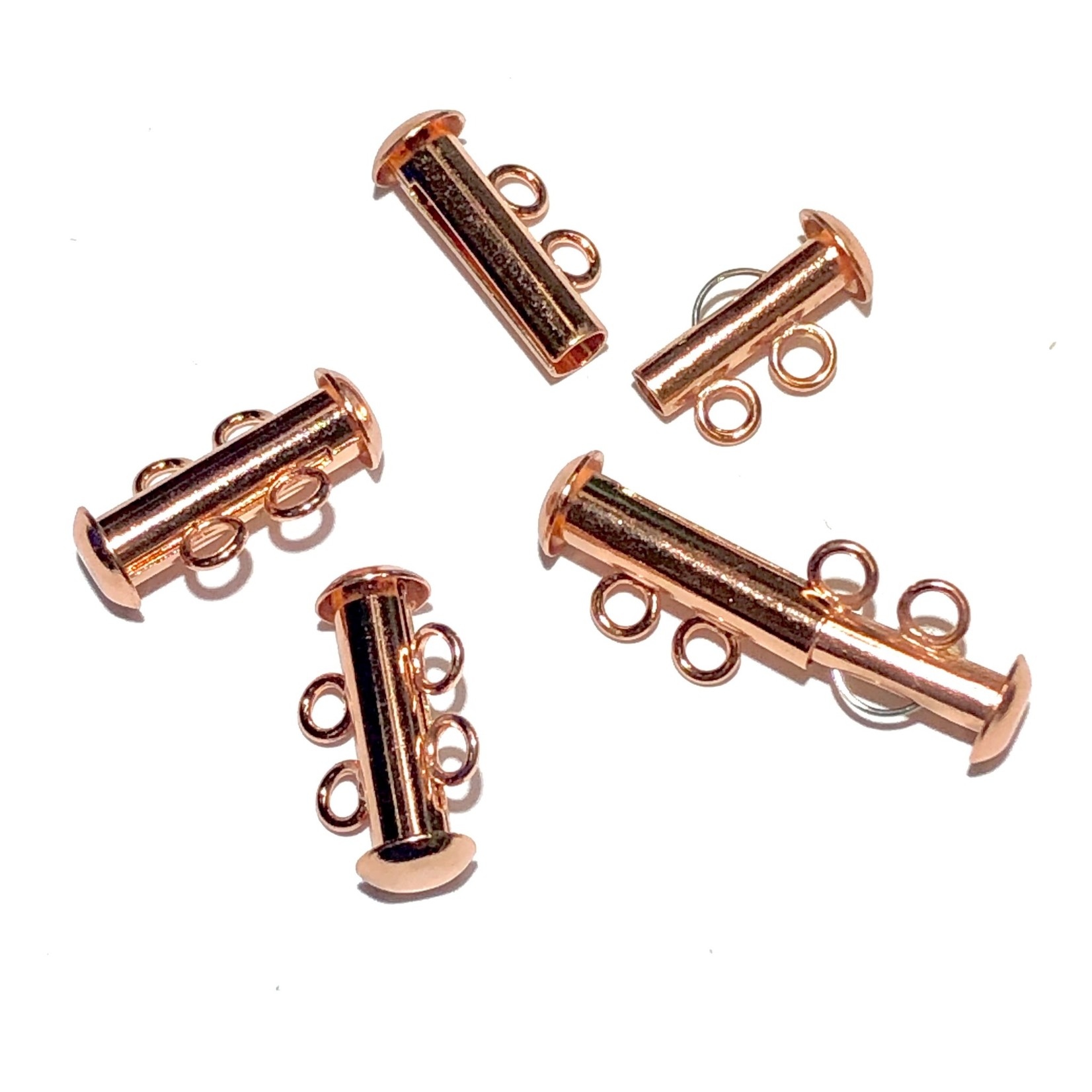 Slide CLASP 2 Hole Bright Copper Plated Brass 4pcs