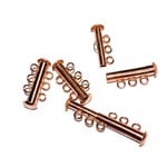Slide CLASP 3 Hole Bright Copper Plated Brass 4pcs