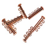 Slide CLASP 4 Hole Bright Copper Plated Brass 4pcs