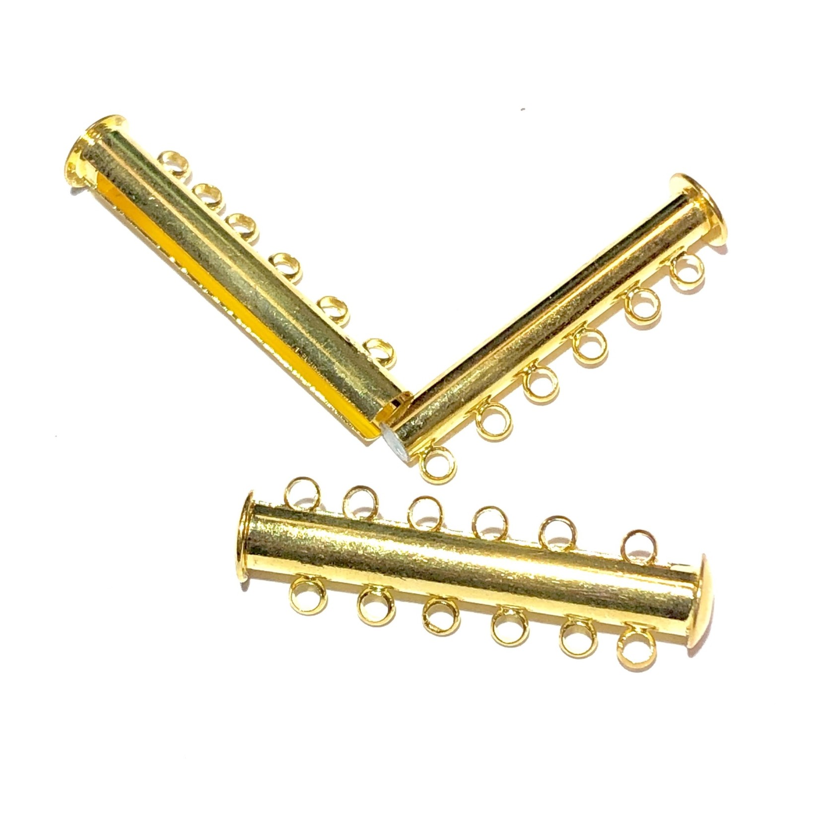 Magnetic Slide Clasp Gold Plated 6 Strand 4pcs
