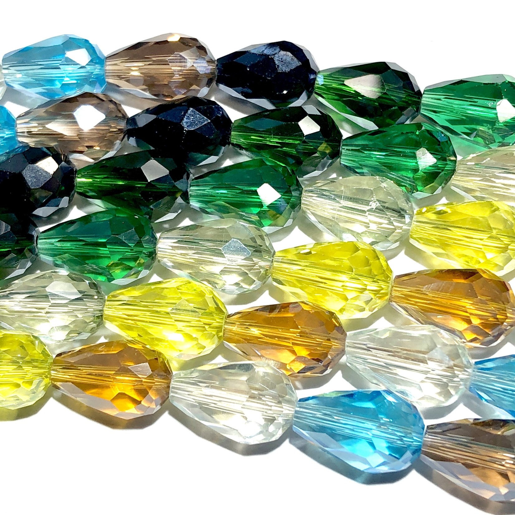 Electroplated Chinese Crystal Drops 15x10mm Faceted