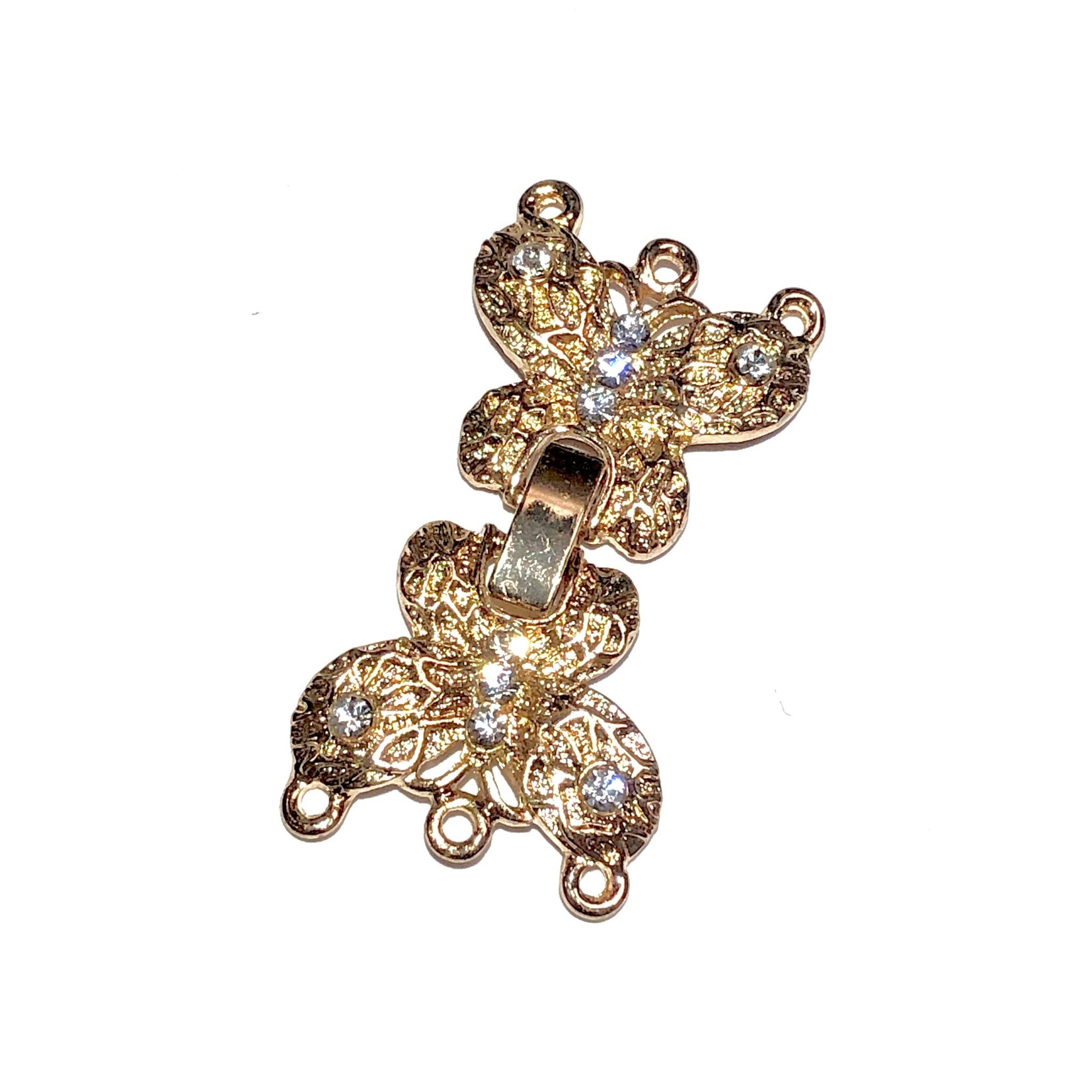 40mm Fold Over CLASP Rhinestone Butterfly