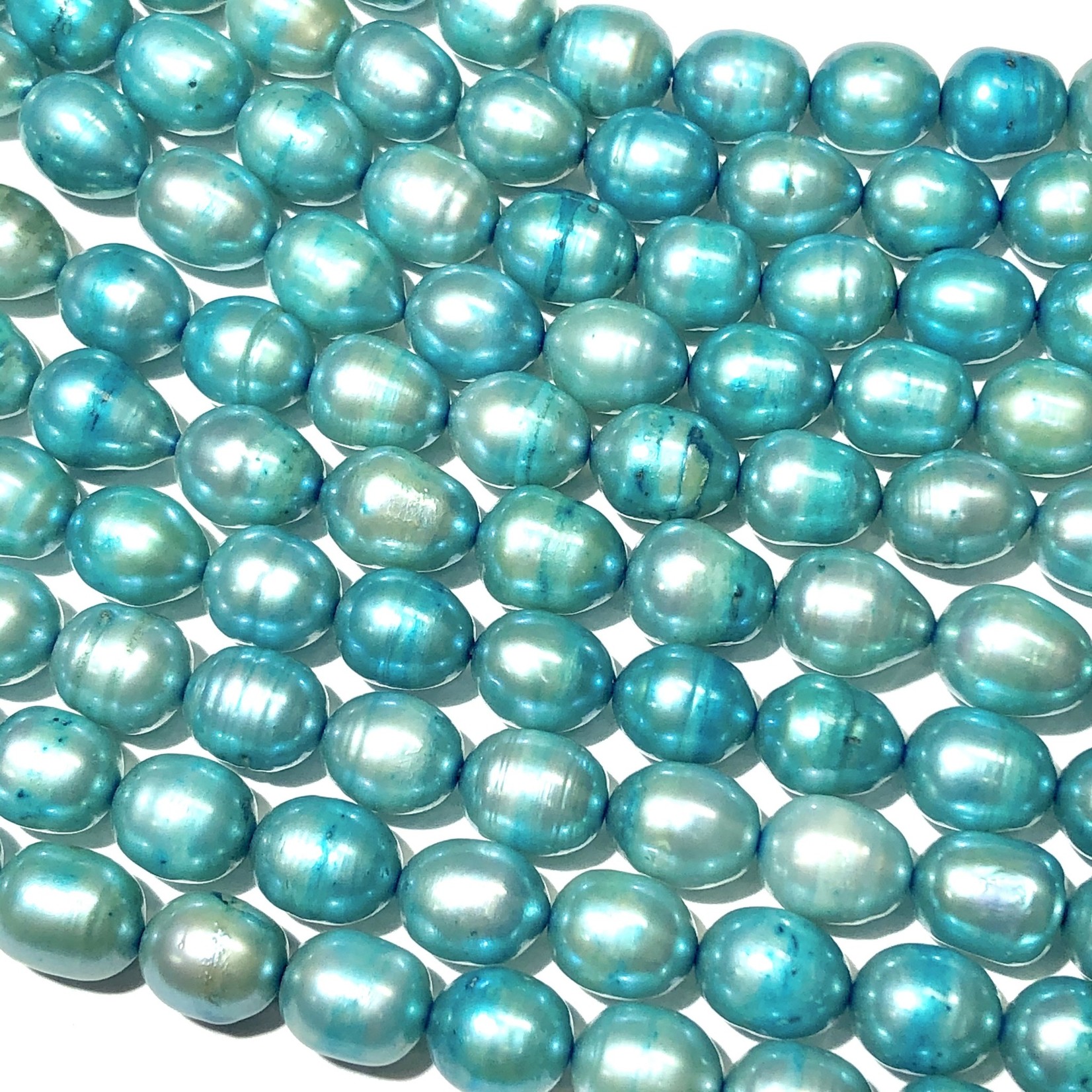 FRESH WATER PEARL Rice Dyed Aqua Blue 9mm