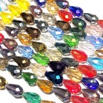 Electroplated GLASS Faceted Drop Asst'd 15X10mm