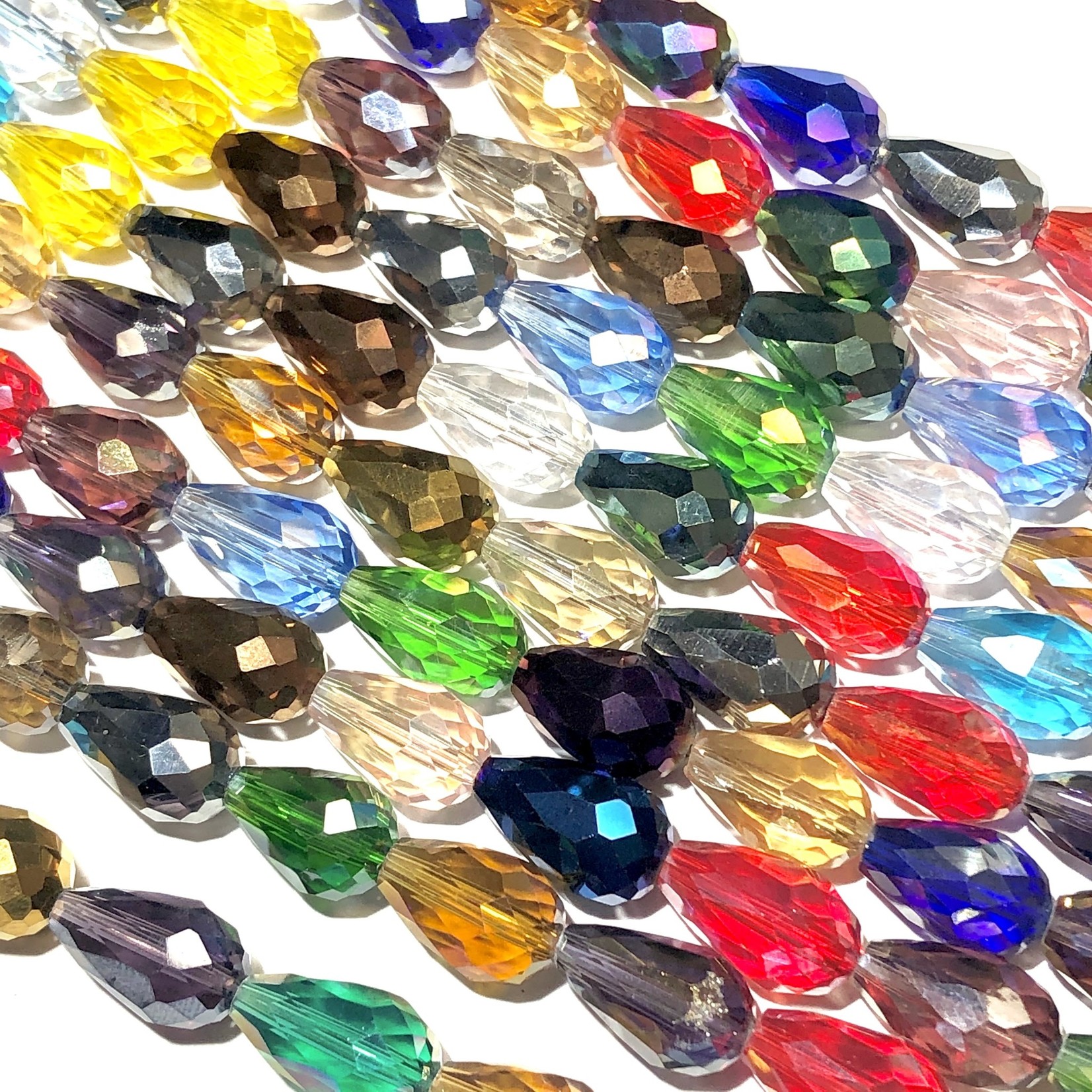 Electroplated GLASS Faceted Drop Asst'd 15X10mm